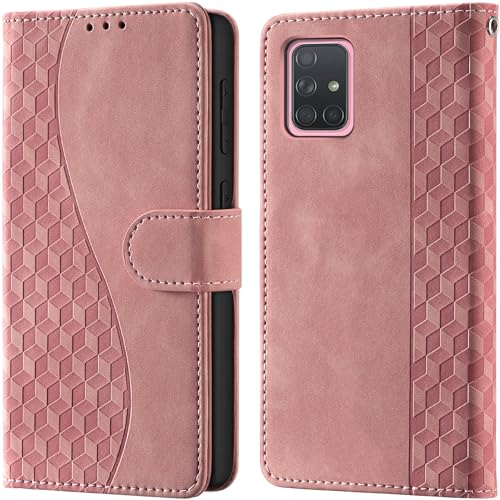 Handyhülle für Samsung Galaxy A71 Leder Wallet RFID hüllen Rosa