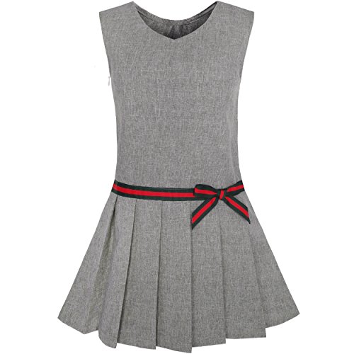 Sunny Fashion Vestido para niña Gris Uniforme Escolar Plisado Falda 12 años