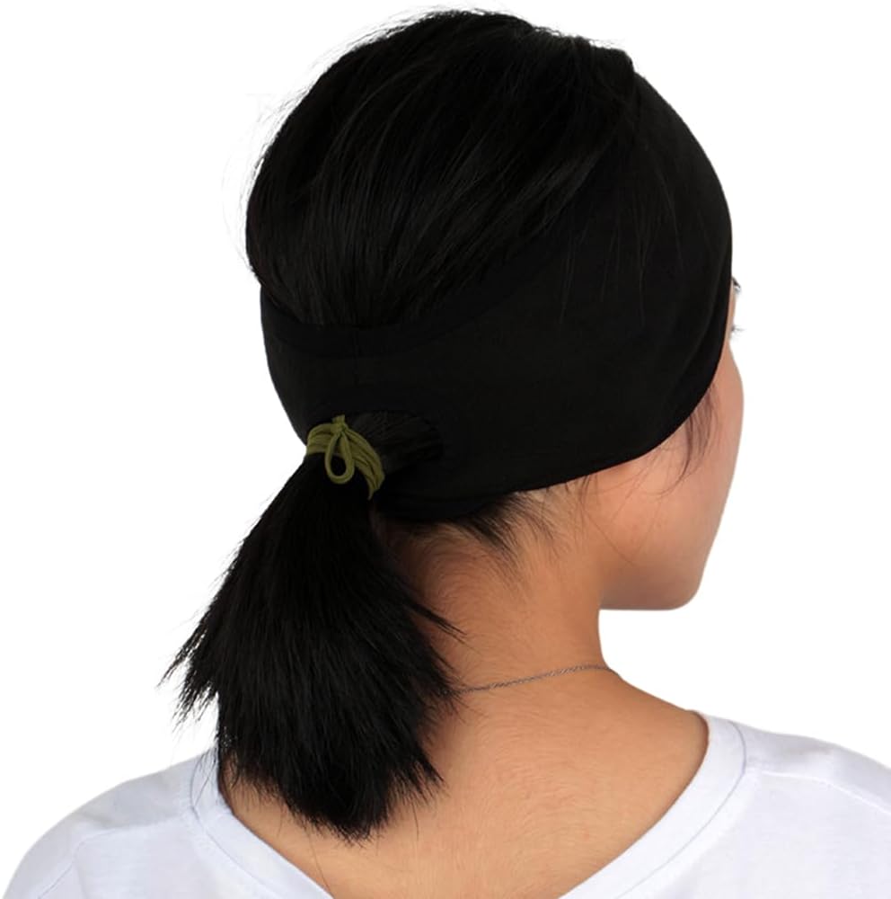 Women Ponytail Headband Fleece Ear Warmer Winter Earmuffs Warm Cover Running Ski