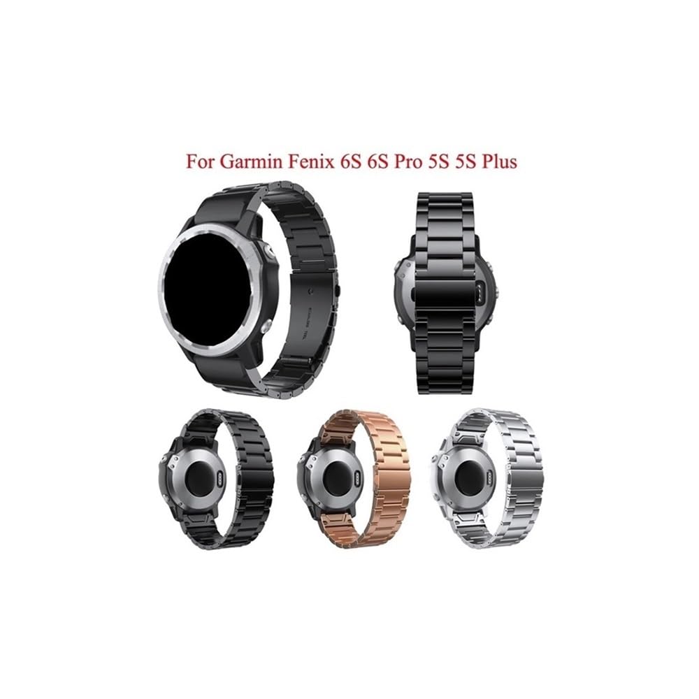 WUURAA 20MM Watchband Strap Suitable for Garmin Fenix 6S 6S Pro Watch Quick Release Stainless steel Wrist Band Strap for Fenix 5S 5S Plus Watch (Color : Rose Gold, Size : 20mm Fenix 6S 6S Pro)