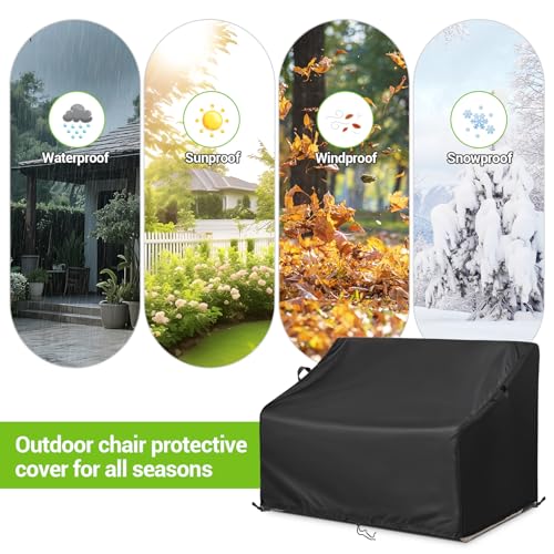 Kasla Patio Double Chair Cover, Waterproof Heavy Duty Cover for Outdoor Loveseat & Glinder Bench & Papasan Rocking Chair & Outdoor Couch & Outside Sofa (60"L×43"W×33"H) by Kasla - Image 6