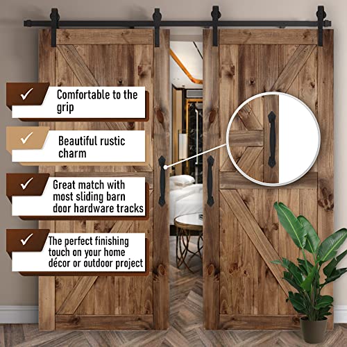 Image of 2-Pack 8 Inch Diamond Tapered Barn Door Handle - Black Cast Iron Pull for Sliding Doors, Gates, Sheds, Fences, Closets - Indoor Outdoor Farmhouse Hardware