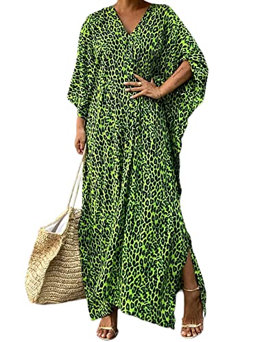 Bsubseach Leopard Print Strand Kaftan Kleid für Damen Caftan Haus Kleid...