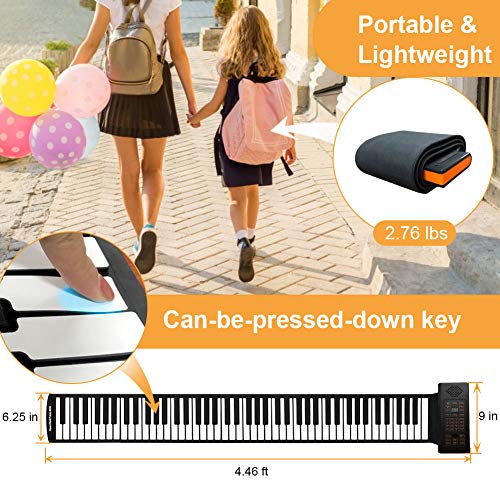 Lamir 88 Keys Roll Up Piano With Pedal Upgraded Numeric Portable Piano Sticker Keyboard For Kids Beginner thumb #1