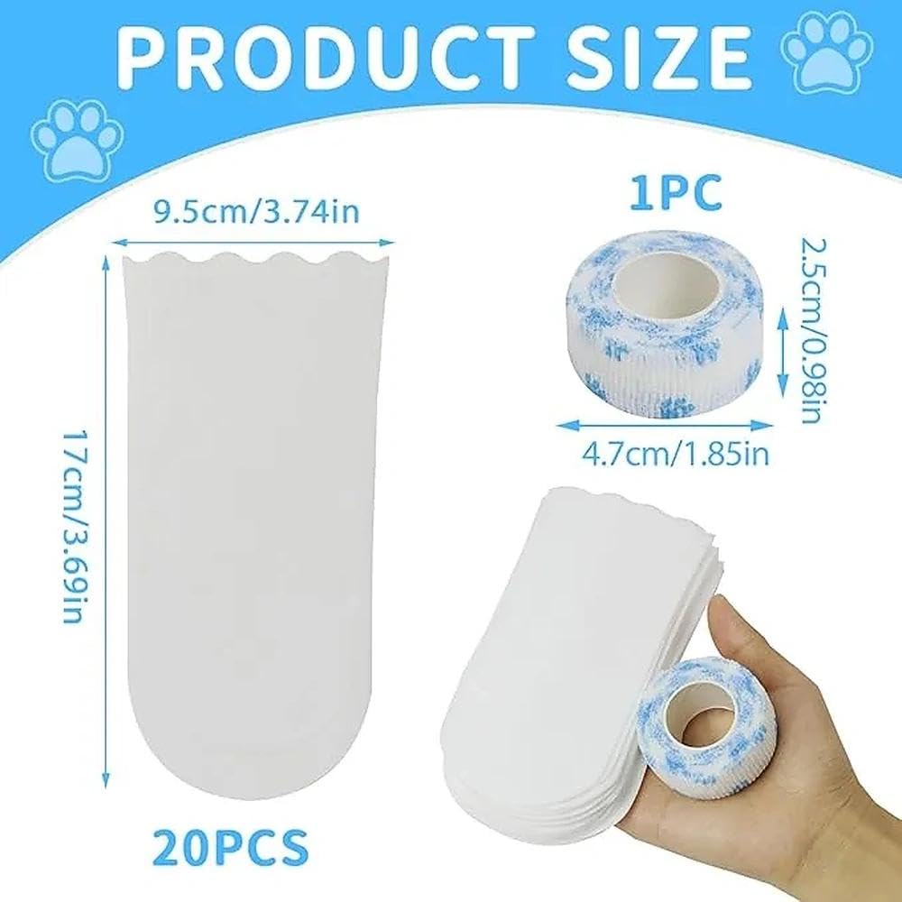 20 Paires de Bottillons Jetables pour Animaux – Chaussons Imperméables pour Chiens et Protège-Pattes pour Chats pour la Promenade, Prévention du Léchage de Plaies, Usage Intérieur/Extérieur, Cha