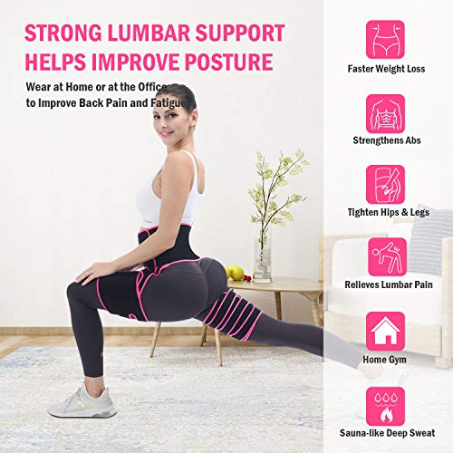 Yanovate 3-In-1 Waist Trainer Belt, Women Thigh Butt Lifter Sweat Trimmer Band Plus Size Black #TOP3