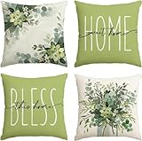 Photo Gallery baoku set di 4 federe decorative per cuscino, 45 x 45 cm, motivo floreale, colore verde chiaro, grigio, 45,7 x 45,7 cm, per divano, letto, casa, giardino, esterno, decorazione primaverile Photo Gallery baoku set di 4 federe decorative per cuscino, 45 x 45 cm, motivo floreale, colore verde chiaro, grigio, 45,7 x 45,7 cm, per divano, letto, casa, giardino, esterno, decorazione primaverile