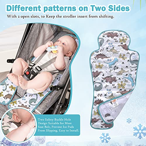 Image of Gel Car Seat Cooler Pad,1 Pcak Double Sides-Universal Baby Stroller Ice Cushion,Summer Cooling Seat Liner,Multifunctional Suitable for Baby Dining Chair,Child Safety Seat(Dinosaur + Elephant)