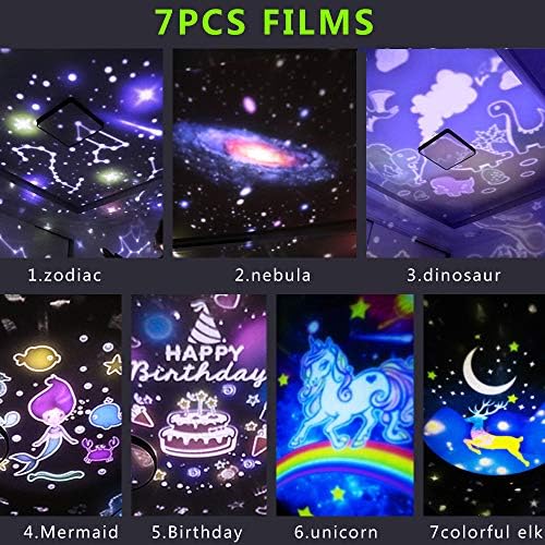 Kids Night Light Projector,Remote Control Star Light Projector with LED Timer and USB Cable, 360 Degree Rotation Kids Night Light Lamp Bedroom Best Gifts for Kids,7 Set of Films 2 514I0oQeeSL. AC