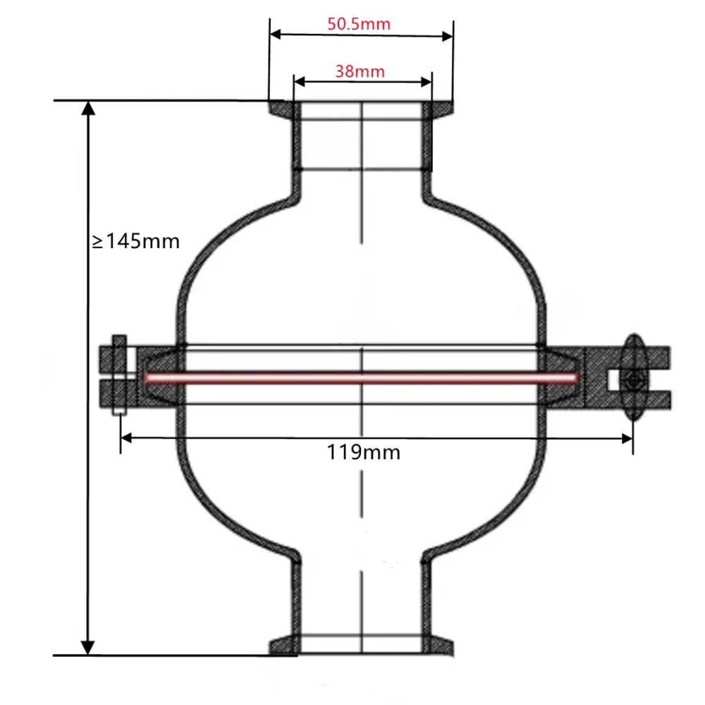 Válvula De Filtro Esférica, Diámetro Exterior De Tubería De 38/76 Mm, 1,5", 2" Y 3", Abrazadera Triple, Válvula Sanitaria En Línea De Acero Inoxidable 304, Descarga For Cerveza Casera(38mm K50.5mm,500