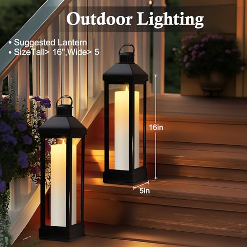 Image of 4 Pack 14 inch x 4 inch Large Outdoor Candles, Waterproof Flickering LED Flameless Candles with Timer, Battery Operated Candles with Remote Control Realistic Fake Pillar for Patio Porch Lanterns, White