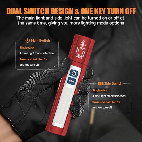 Image of Rechargeable Magnetic Small Powerful Flashlights, Bright Pocket Flashlight