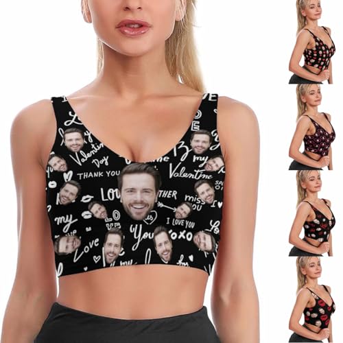 Bras para mujeres personalizadas para mujeres Tops de entrenamiento fotográfico de marido Los amo a todos imprimen el entrenamiento de fitness al alambre de yoga sujetador de yoga para tanques