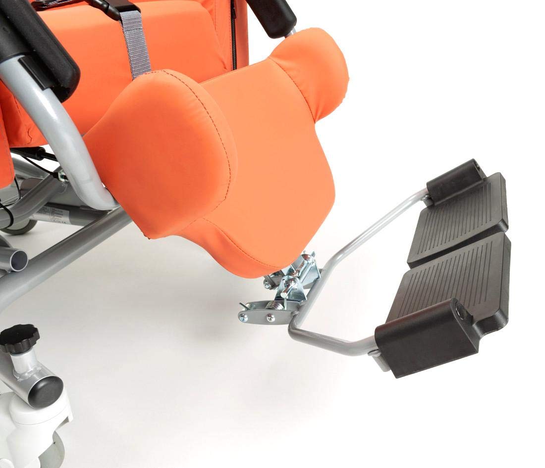 FabaCare Pflegerollstuhl mit Liegefunktion Altitude, Multifunktionsrollstuhl neigbar, Sitzschalenstuhl, Orange, Sitzbreite 48 cm