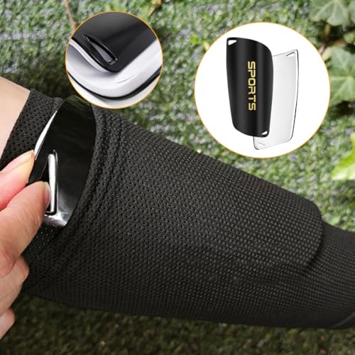Image of Proberos Football Shin Guard & Socks Set for Youth & Adults, Light Weight & Breathable Socks, EVA Protective Cushion Shin Pads for for Football Games, Training, Basketball, Baseball, Running, Size L