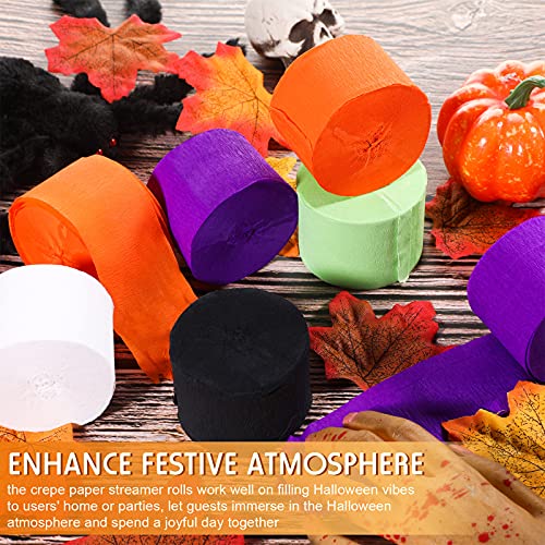 15 Rolls Halloween Crepe Paper Streamer Colorful Party Streamer Paper 1230 Feet Crepe Paper Decorations For Baby Shower Birthday Festival Art Project Diy (Orange, Purple, Black, White And Green) #TOP5