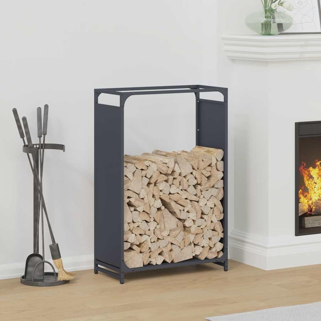 Mangloder - Estantería para leña de acero laminado en frío, color antracita, 60 x 28 x 90 cm, estantería para leña, soporte apilable, almacenamiento, almacenamiento en salón y jardín