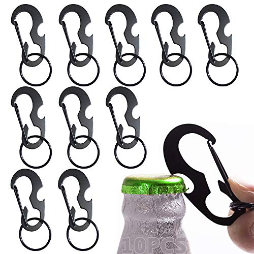 10PCS Inoxidable Mini Mosquetón Clips con Llavero Pequeño Resorte Gancho Mosquetones