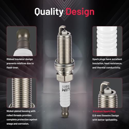 Image of BDFHYK Set of 6 Iridium Spark Plug Compatible with INFINITI QX60 Q50 Q70 M35h JX35 EX35 FX35 G25 G35, Compatible with Nissan Maxima Murano Pathfinder Altima Quest 350Z,Replacement for 1406 DILKAR7B11