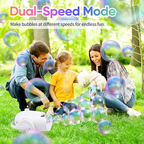 Bubble Machine Automatic Bubble Blower - 5000+ Bubbles Per Minute For Kids Toddlers Bubble Maker, 2 Speed Levels Portable Bubble Toys By Plug-In Or Batteries For Outdoor/Indoor Weeding Birthday Party #TOP4