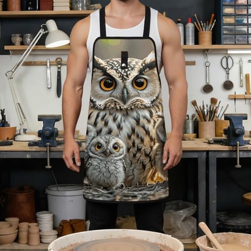 Delantal para trabajo en madera Owl Birds unisex miniatura 4