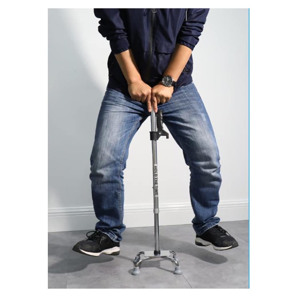 GCX- Ocho muletas Individuales, bastón de Cuatro Esquinas for Ancianos, bastón de Cuatro Patas, pasamanos de Acero Inoxidable, muletas de Terapia, Batalla Antideslizante Firma