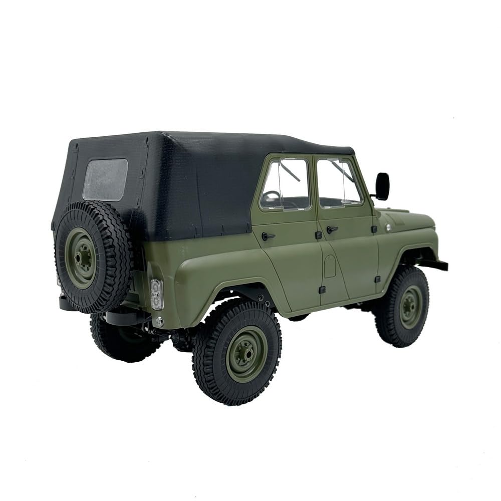 1/12 2,4-GHz-UAZ-469 WPL C94 4WD RC-Offroad-Crawler Mit Realitätsgetreuer Lenkung, Zwei Akkus, Einer Klappbaren Windschutzscheibe Und Einem Abnehmbaren Dachzelt (grün/RTR)