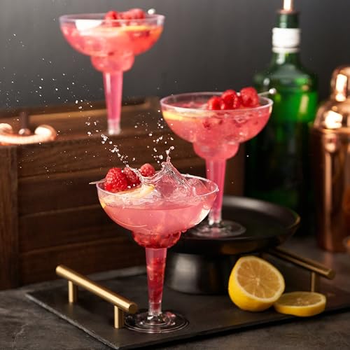 MATANA 10 Elegant Hard Plastic Margarita Cocktail Glasses, 360ml - Transparent, Sturdy & Reusable - Daiquiri Martini Glasses for Weddings Birthdays, Christmas & Outdoor Parties - Image 3