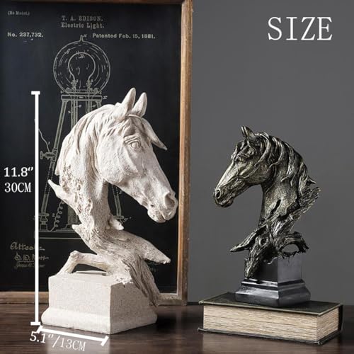 Estatua decorativa caballo cabeza de resina 11.8 in miniatura 4