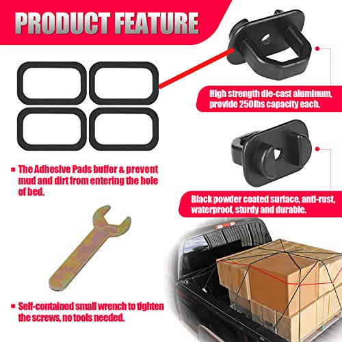 SUZCO 9 Points Truck Bed Stake Pockets Tie-Down Anchors Set Side Wall Cargo Anchor Fits 07-21 Chevy Silverado I 07-21 GMC Sierra I 07-21 Chevy Colorado I 07-21 GMC Canyon - 1,000 lbs - Thumbnail 6