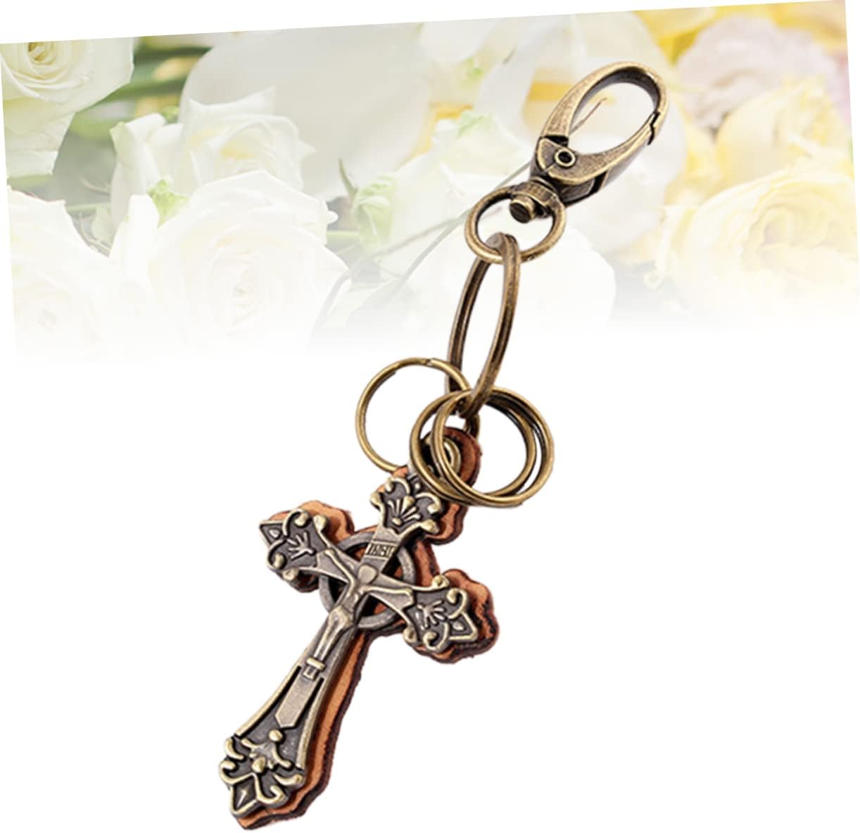 ARTIBETTER 1pc Keychain Religious Key Bag Style for Pendant Faith Design Chain Genuine Punk Unique Decoration & Pu Charm Cross Hope Keyring Retro Hanging Favor Leather - Image 2