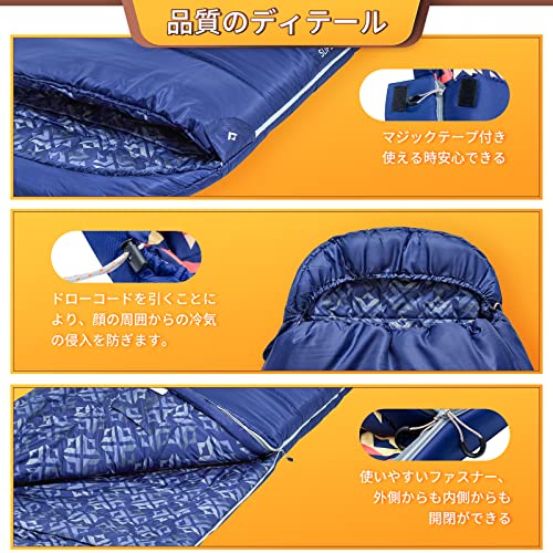 KingCamp 寝袋 封筒型 シュラフ 保温 210T防水 ワイドサイズ 幅89cm コンパクト 連結可能 キャンプ アウトドア 春 夏 秋 冬 オールシーズン用 収納パック付き 3枚目