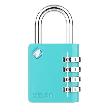 [ZARKER XD40] Padlock- 4 Digit Combination Lock for Gym, Sports, School & Employee Locker, Outdoor,Toolbox, Case, Fence and Storage - Metal & Steel - Easy to Set Your Own Combo (Emerald)