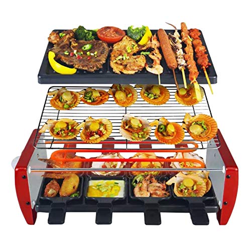 NHJUIJ 1350 Watt Raclette Grill mit antihaftbeschichteter Grillplatte Plug & Share Raclette leichte Reinigung Antihaft…