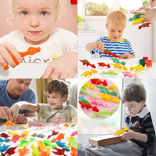 OUDQFCJ 10 Stück Schleuder Dinosaurier Finger Spielzeug, Slingshot Dinosaur, Dino Party Spielzeug Zufällige Farbe