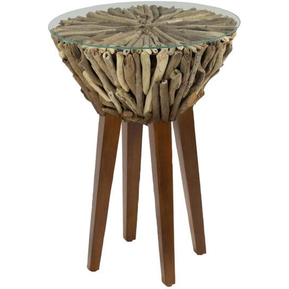 Glass Top, Driftwood Side Table 35675 Kitchen & Dining