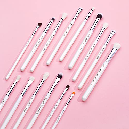 Jessup Small Eye Makeup Brush Set Professional 15Pcs White/Silver Premium Natural-Synthetic Eye Shadow Blending Concealer Eye & Brow Liner Brushes, T237 #TOP7