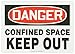 Accuform MCSP110VA Aluminum Safety Sign, Legend"Danger CONFINED Space Keep Out", 10" Length x 14" Width, Red/Black on White