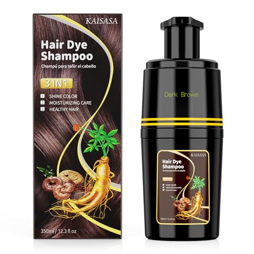 KAISASA Dark Brown Hair Dye Shampoo 3 in 1, Hair Color Shampoo for Cover Grey Hair, Hair Dye Shampoo...