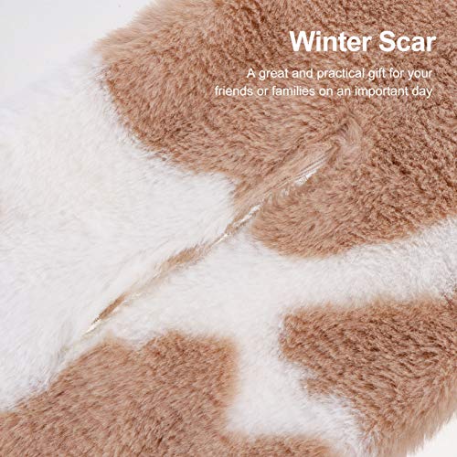 Amosfun Lenço de Pelúcia Feminino Impressão Padrão de Vaca Inverno Pescoço Macio Mais Quente Xale Pe