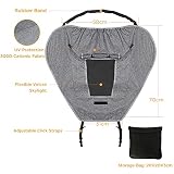 WD&CD Sonnensegel Kinderwagen mit UV Schutz 50+ und Wasserdicht, Double layer fabric mit Sichtfenster und extra breite Schattenflügel, Grau