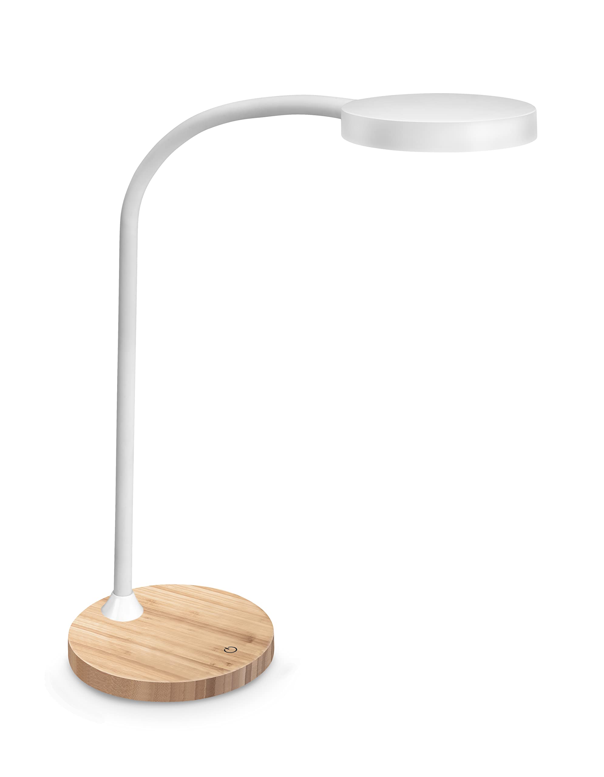 CEP Lampe de Bureau LED FLEX Moderne à Intensité Variable, Interrupteur Tactile, Lampe Blanc Socle Bois