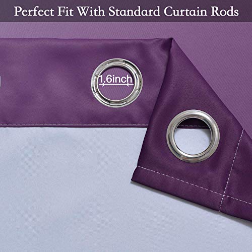 Image of SimpleHome Ombre Purple to Grey White Curtains for Living Room 42Wx63L | Room Darkening Curtains for Bedroom,Gradient Light Blocking Curtain,Thermal Insulated Grommet Window Drapes,2 Panels,63 Inch