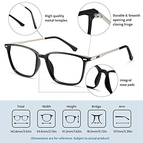 Image of Cyxus Blue Light Blocking Glasses for Men Women, Square TR90 Metal Hybrid Computer Eyewear, Lightweight Anti Eye Strain Glare Filter Glasses for Office, Gaming, Work,Study Black&White