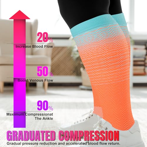Image of bropite 3 /4 Pairs Plus Size Compression Socks for Women & Men 20-30 mmhg-Extra Wide Calf Support Socks for Medical,Running