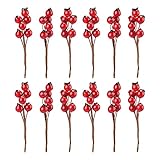 Photo Gallery beluapi 24pcs bacche artificiali rosse e dorate, 8,9 cm finti bacche di natale, mini bacche decorative, grappoli di bacche realistici per albero di natale, vacanze invernali e decorazioni per la casa Photo Gallery beluapi 24pcs bacche artificiali rosse e dorate, 8,9 cm finti bacche di natale, mini bacche decorative, grappoli di bacche realistici per albero di natale, vacanze invernali e decorazioni per la casa