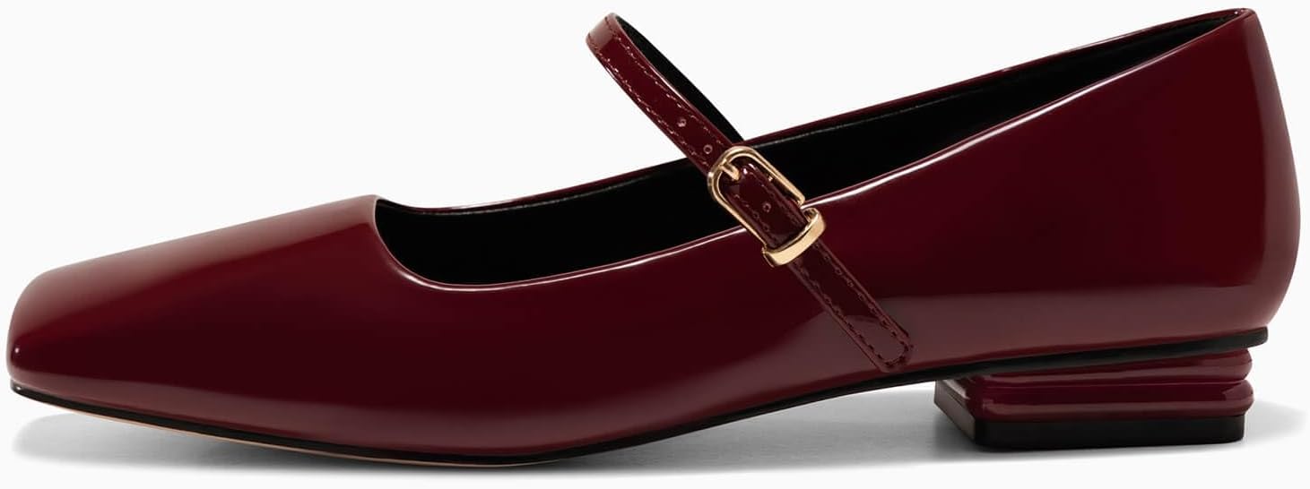 Coutgo Women's Mary Jane Flats Closed Square Toe Ballet Flat Dressy Comfortable Slip on Shoes - Image 4