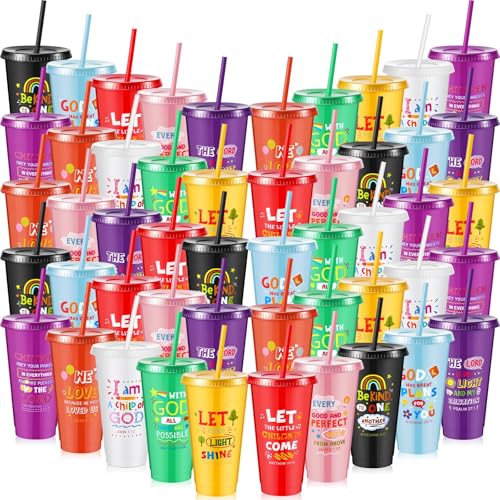 Uiifan 50 Pcs Christian Cups Bulk, Bible Verse Tumblers, Multicolor