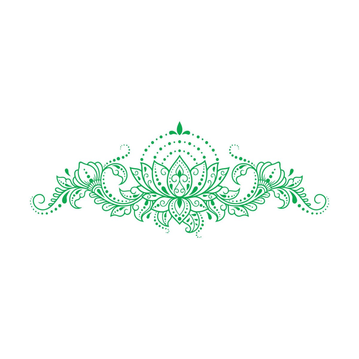 Lotus Flower Ornament Buddhism Yoga Mehendi Wall Decals 31.5x78.8cm Can Modify and add Information Large Green