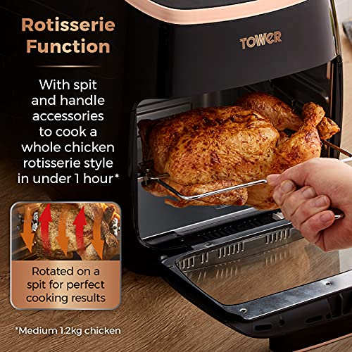 Tower T17039RGB 5-in-1 digitale friteuse-oven met snelle luchtcirculatie en timer van 60 minuten, 11 liter, zwart en roségoud - Afbeelding 4